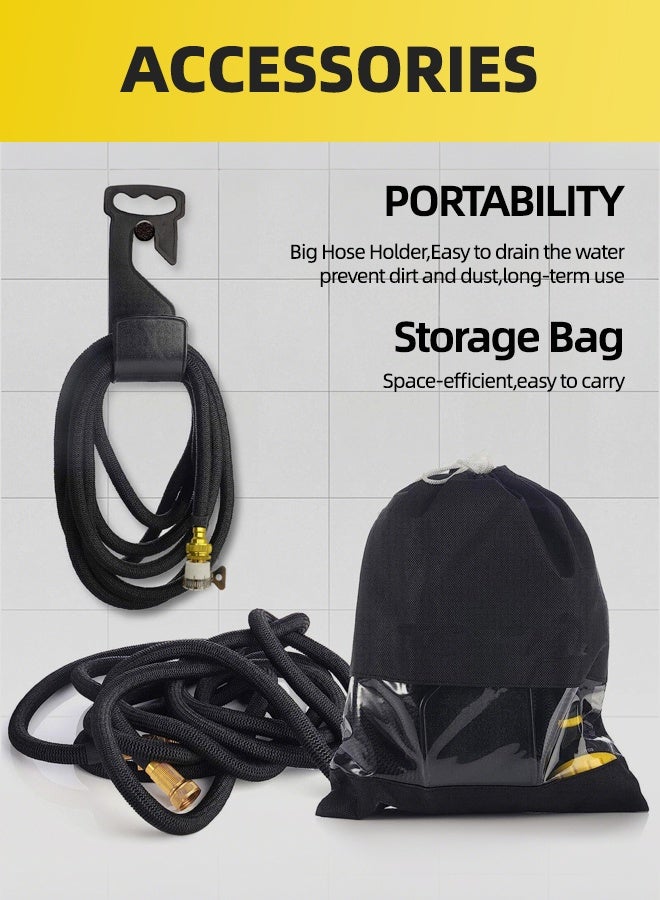 ALongDeng 50 FT Expandable Garden Hose, 9 Spray Pattern Nozzle Included, 1/2'' & 3/4'' Solid Brass Connectors, 3800D 3-Layer Latex Lightweight Hose, Effortless Storage - Image 4